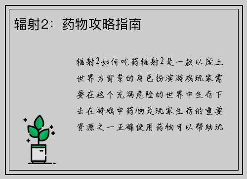 辐射2：药物攻略指南